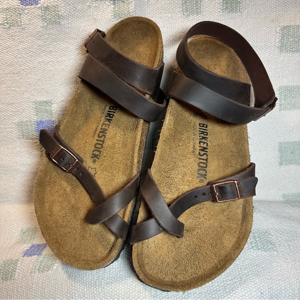 Birkenstock Yara Dark Brown Strappy Sandals